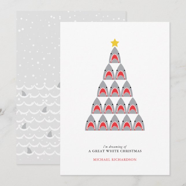 Carte Vacances Appartement de Noël blanc de requin (Devant / Derrière)
