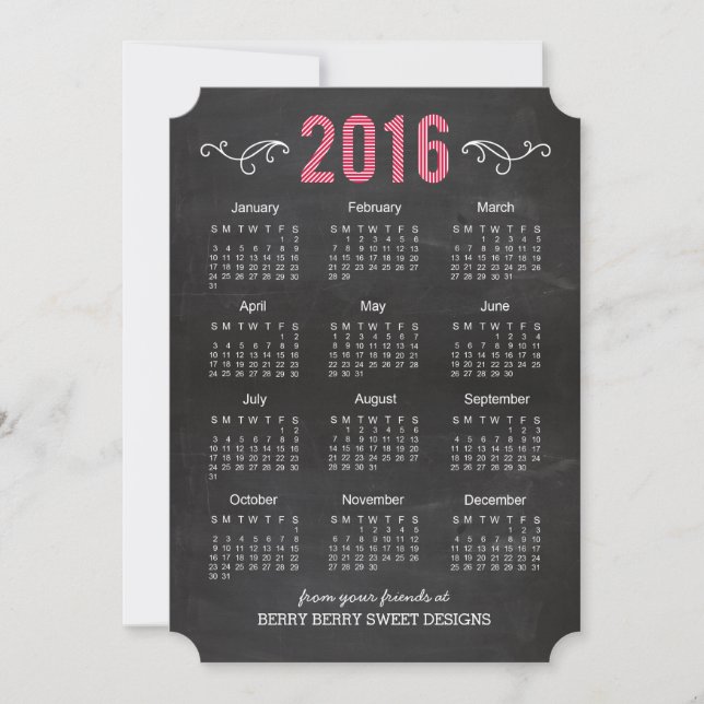 Carte Vacances Calendrier Entreprise Année Striped (Devant)