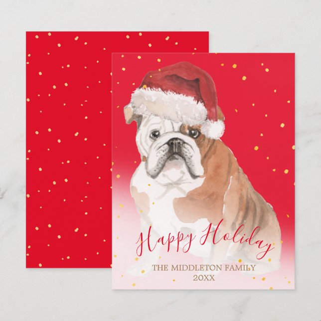 Carte Vacances Chien Or Rouge Salutation saisonnière (Devant / Derrière)
