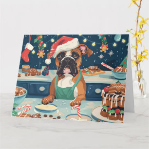 Carte Vacances de boxeur en cuisine : Noël festif