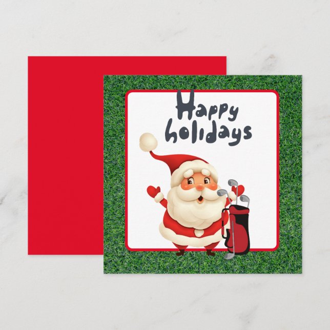 Carte Vacances de golf heureuses avec le Père Noël Noël  (Devant / Derrière)