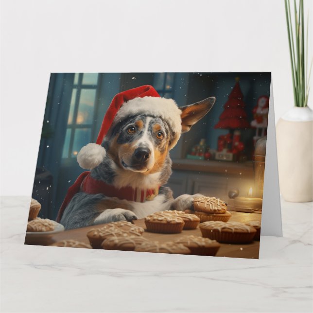 Carte Vacances de Noël de chien de bétail australien (Devant)