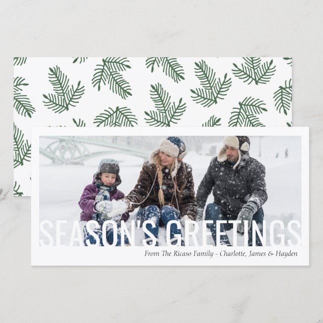 Carte Vacances de Noël Joyeuses Fêtes coupées photo (Devant / Derrière)