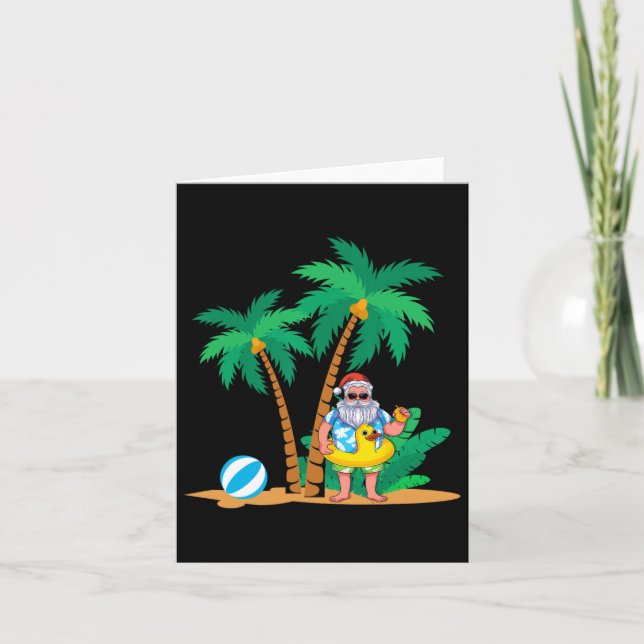 Carte Vacances d'été tropicales Père Noël drôle Noël (Devant)