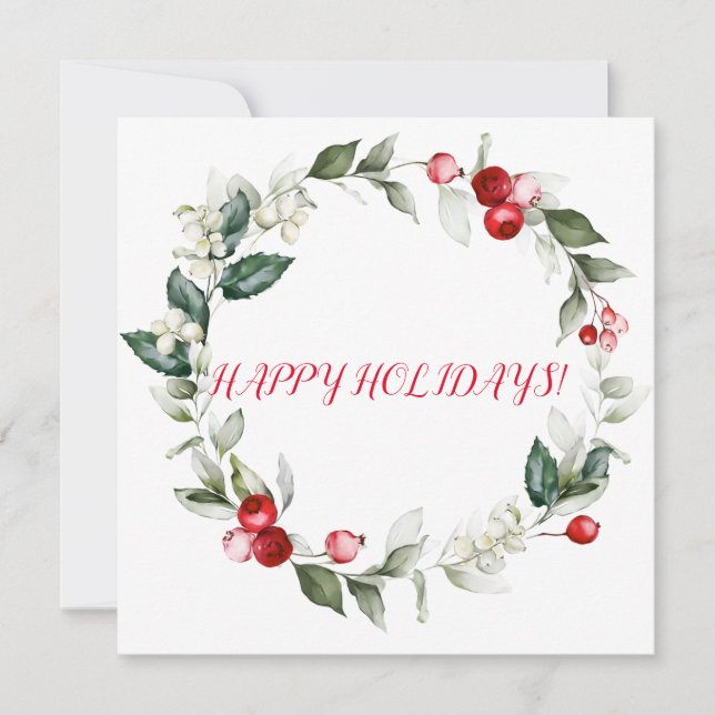 Carte Vacances d'hiver holly RED BERRY succursales (Devant)
