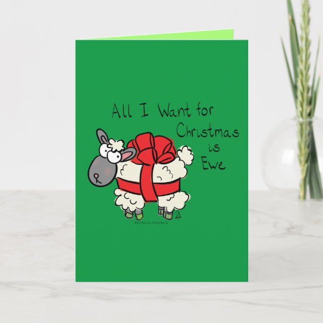 Carte Vacances drôles Mouton mignon Noël Dessin animé (Devant)