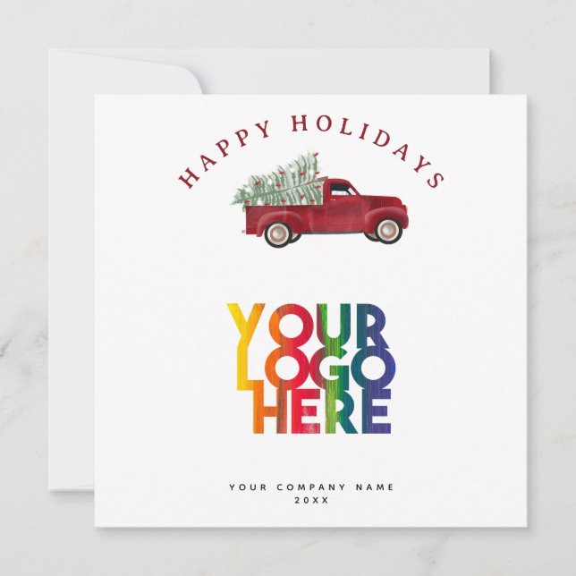 Carte Vacances Entreprise Logo Arbre de Noël (Devant)