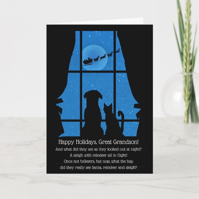 Carte Vacances Grand Petit-fils mignon Chien et Chat de  (Devant)