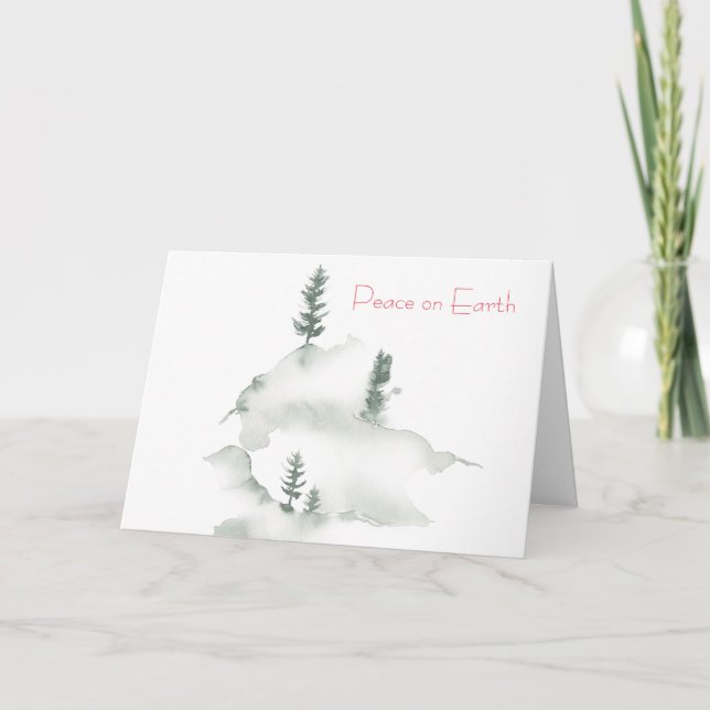 Carte Vacances hiver Aquarelle Pine Arbres (Devant)