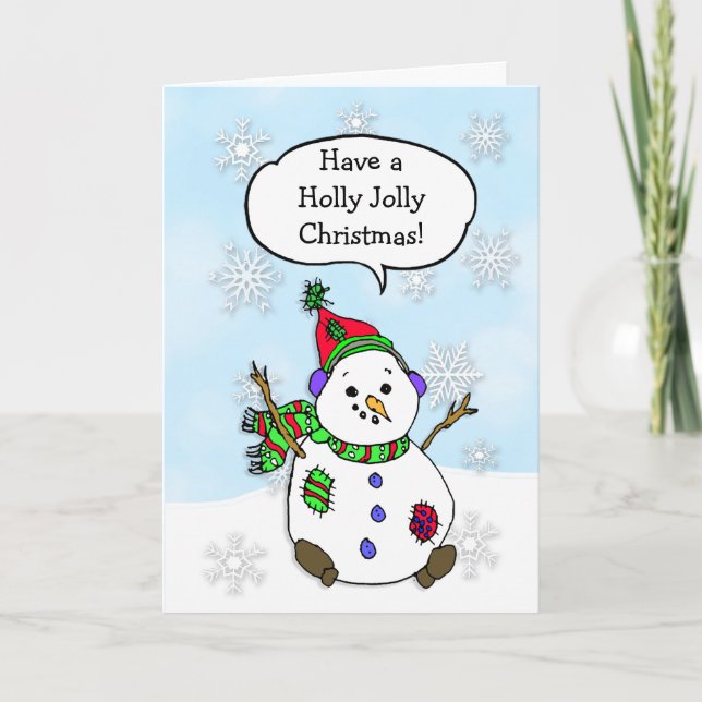 Carte Vacances Holly Jolly Noël Snowman (Devant)