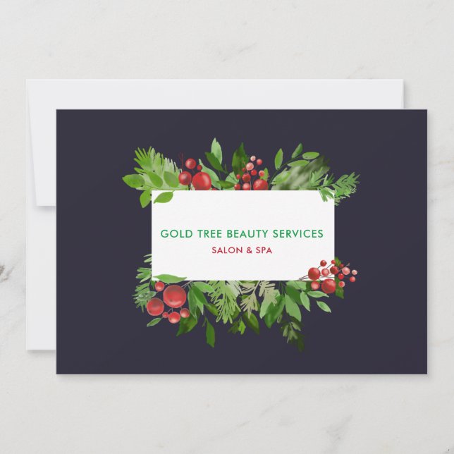 Carte Vacances modernes Holly Red Berry | Certificat cad (Devant)
