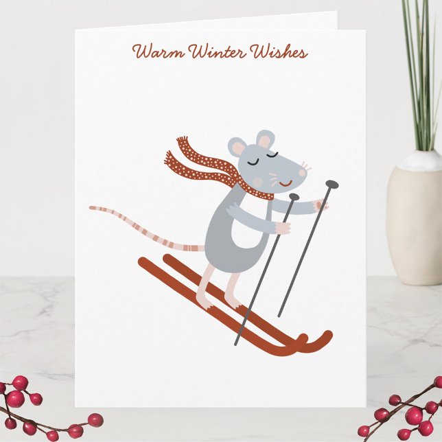 Carte Vacances Mouse Ski mignonne (Créateur téléchargé)