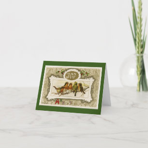 Carte Vacances Oiseaux vintages En Branche