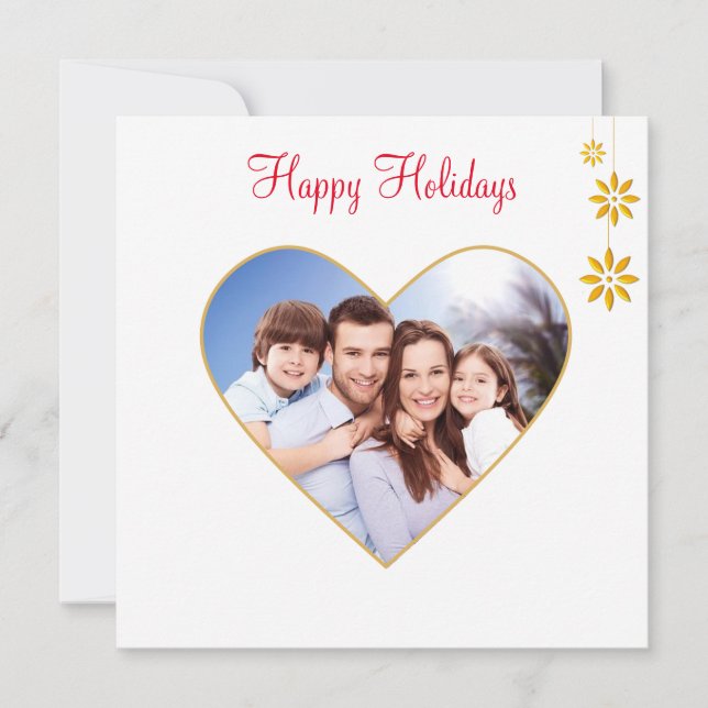 Carte Vacances Personnalisées Coeur de famille & Fleurs  (Devant)