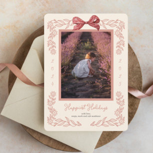 Carte Vacances Photo Bow encadrée de fleurs