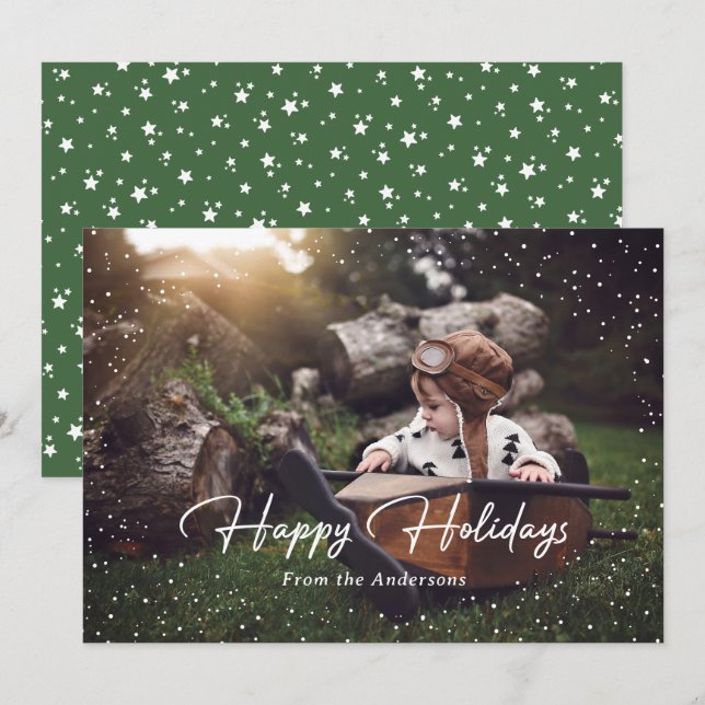 Carte Vacances Photo Migny Green Snow Stars (Devant / Derrière)