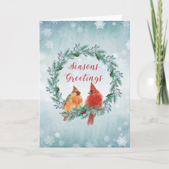 Carte Vacances - Wreath WC avec paire cardinale (Devant)