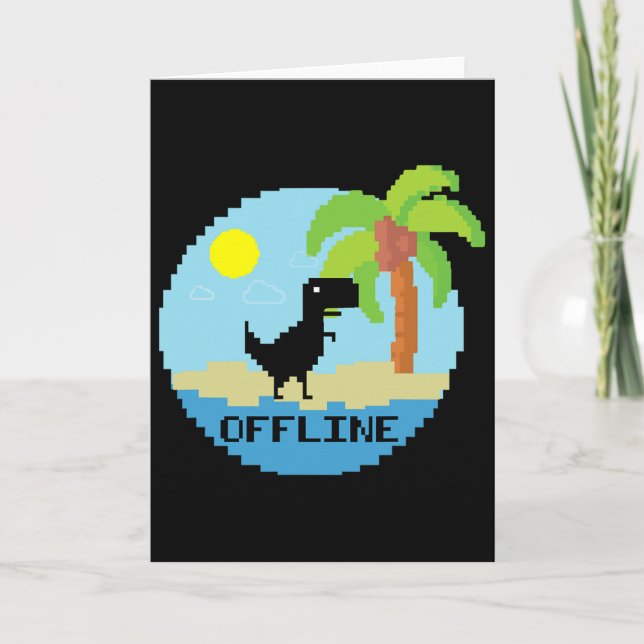 Carte Vacanciers Dinosaures Pixelisés Passionné de Techn (Devant)