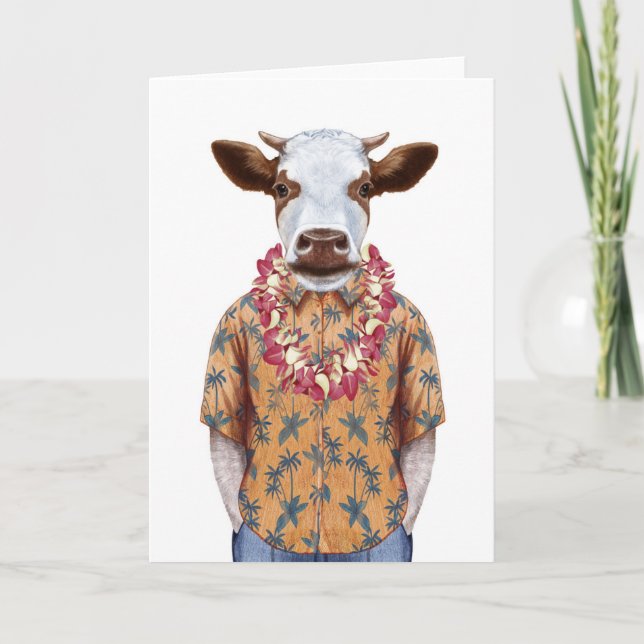 Carte Vache à chemise hawaïenne (Devant)