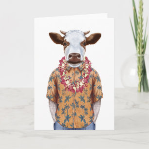 Carte Vache à chemise hawaïenne