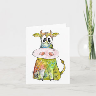Carte Vache blanche couleur blanc mignon