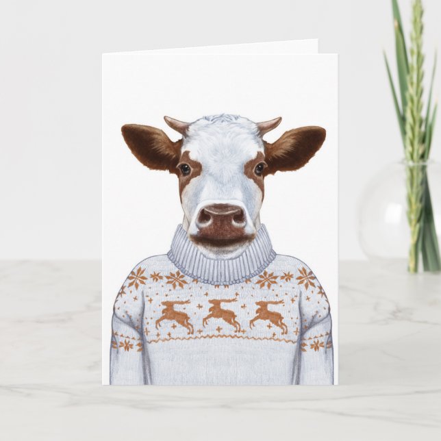 Carte Vache de Noël (Devant)