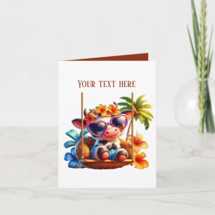 Carte Vache de plage mignonne personnalisable