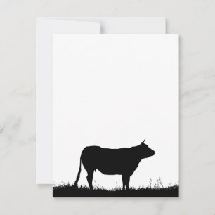 Carte Vache debout résolument sur une digue, avec espace