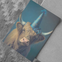 Vache des Highlands chapeau d'anniversaire