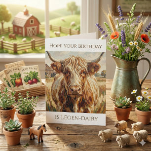 Carte Vache drôle de jeu de mots joyeux anniversaire