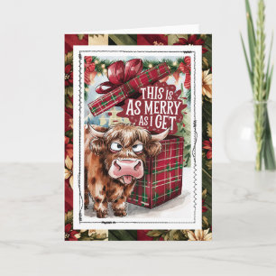 Carte Vache drôle de Noël C'est aussi joyeux que je puis