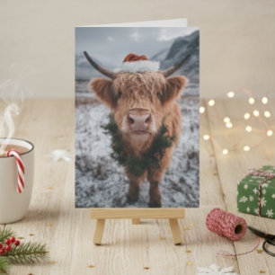 Carte Vache Highland de Noël 