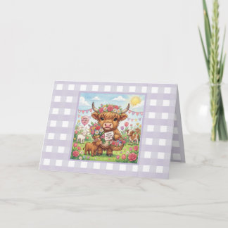 Carte Vache Highland personnalisée pour la fête des mère