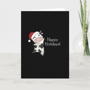 Carte Vache Joyeux Noël Animaux d'hiver Vaches