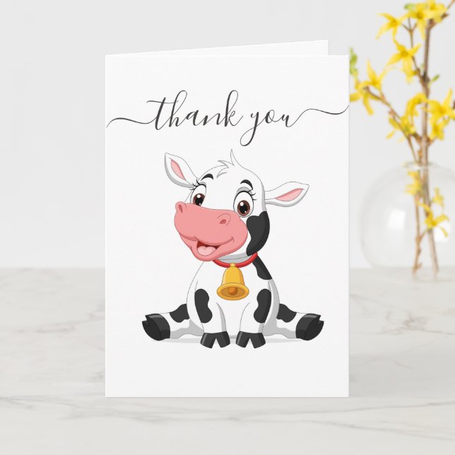 Carte Vache Merci (Fleur jaune)