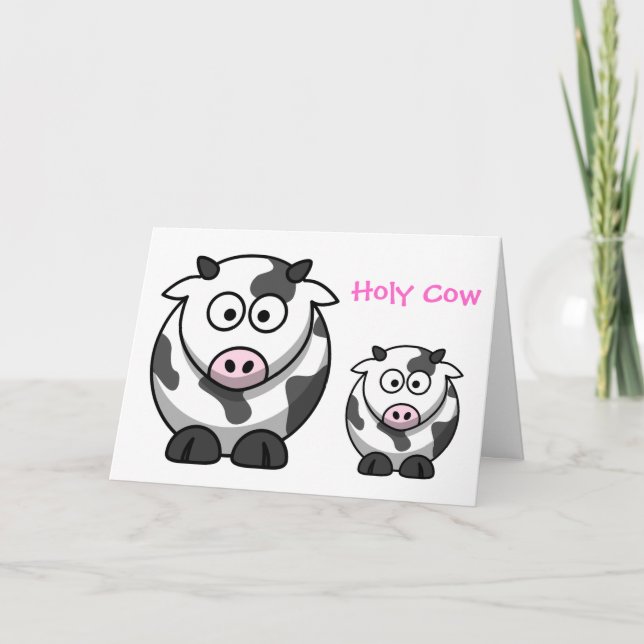 Carte VACHE SAINTE Dessin rose Nez Vache drôle Animal (Devant)