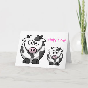Carte VACHE-SAINTE Dessin rose Nez Vache drôle Anniversa