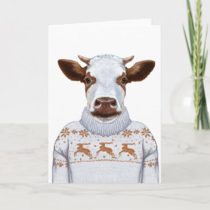 Carte Vache sucrée de Noël