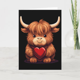 Carte Vache tenant un cœur Saint-Valentin Mignon Saint-V