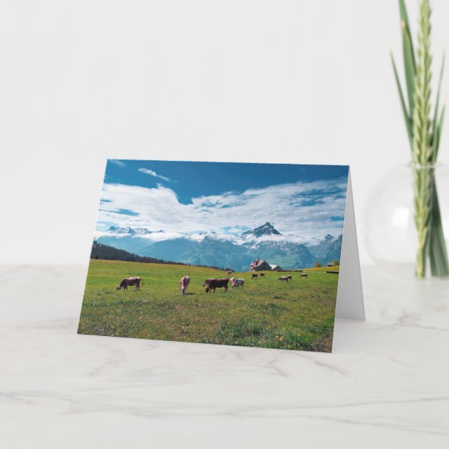 Carte Vaches heureuses à la ferme en Suisse (Devant)
