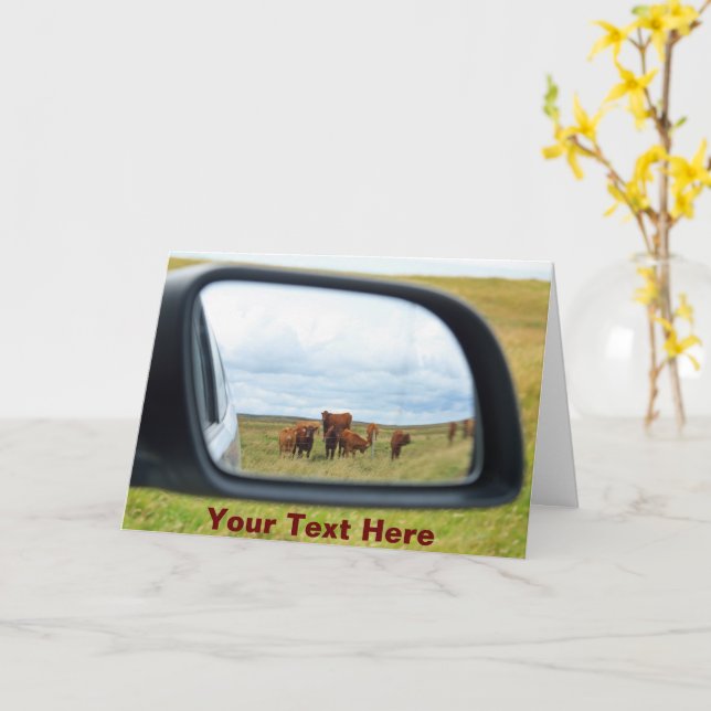 Carte Vaches personnalisables dans le miroir (Fleur jaune)