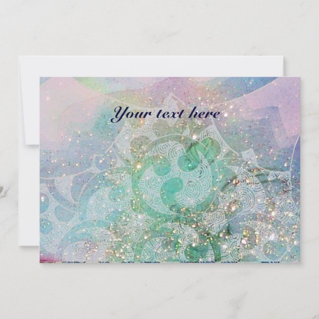 Carte VAGUES ABSTRAITES, Turquoise, Mariage Vert Bleu (Devant)