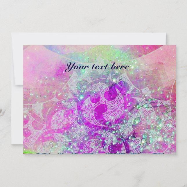 Carte VAGUES, brillant violet vert bleu vert rose or (Devant)