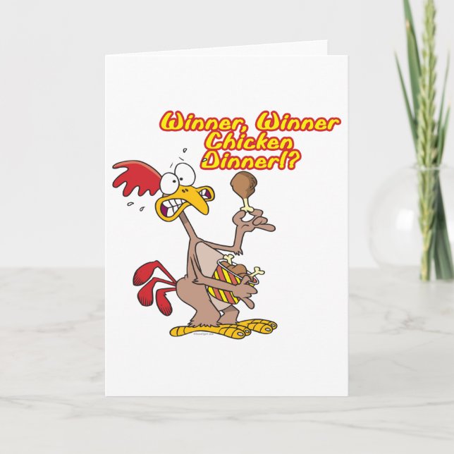 Carte vainqueur dîner poulet ironie humour (Devant)