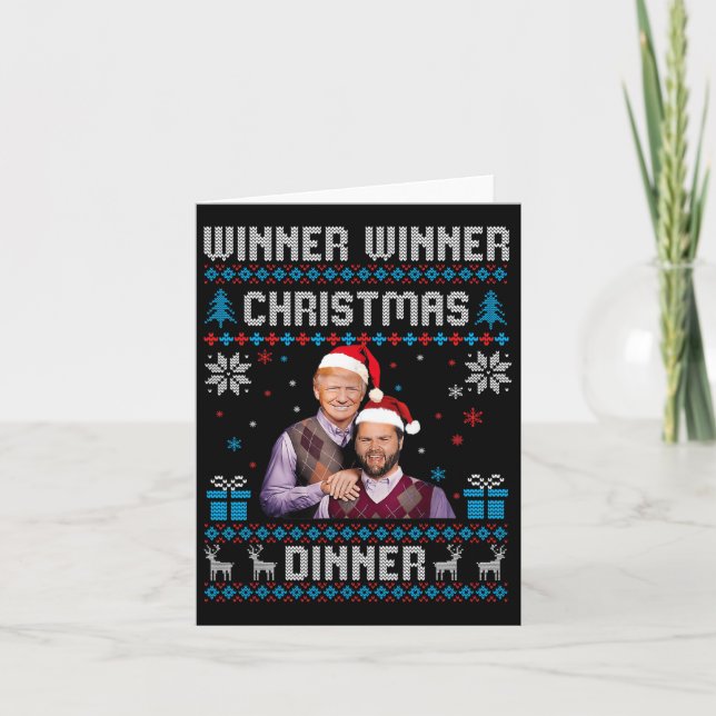 Carte Vainqueur du dîner de Noël Père Noël Trump Ugly Sw (Devant)