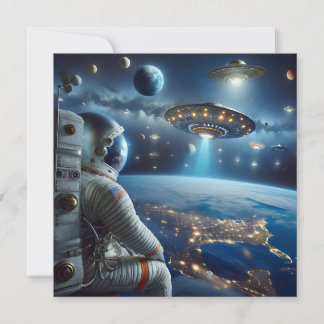 Carte Vaisseaux spatiaux et un astronaute dans l'espace
