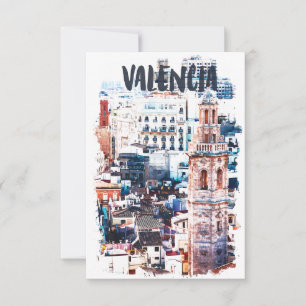 Carte Valencia Espagne Architecture Aquarelle Ville