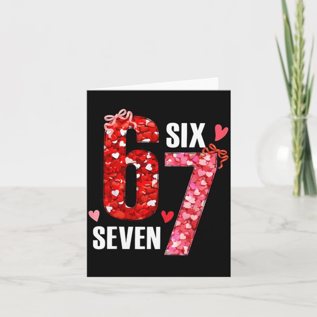 Carte Valentine 67 Six Seven Rose Hearts Bow Valentine’s (Devant)