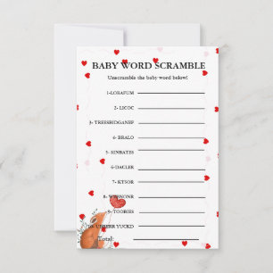 Carte Valentine Baby mot brouiller jeu baby shower