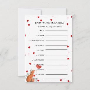 Carte Valentine Baby mot brouiller jeu baby shower